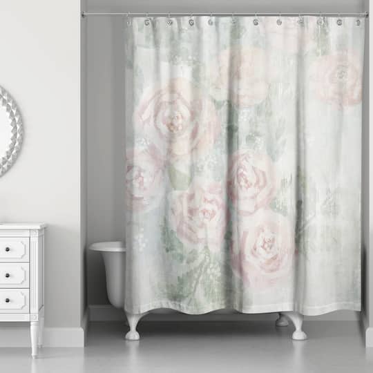 Soft Cottage Floral Abstract 71" x 74" Shower Curtain